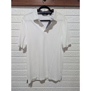 Michael Strahan Men's White Solid Short-Sleeve Golf Polo Shirt Size M NWT